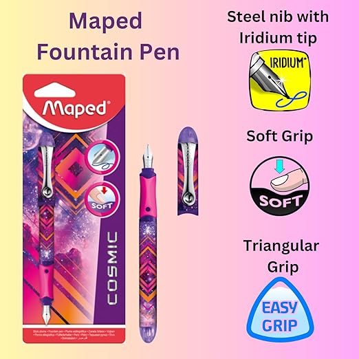 Maped Viking Clipboard with Fountain Pen| Blue Clipboard| Examination pad| Fountain Pen| Ink Pen| Thin Nib with Best Performance Pen| Refillable Pen|School and Office Stationery| Writing Kit - Image 2