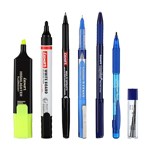 Luxor Pro-Desk Set of 7 Assorted Combo | Perfect for Home and Office | Essential Stationery Item Kit | Writing tools | Office writing supplies - Image 2