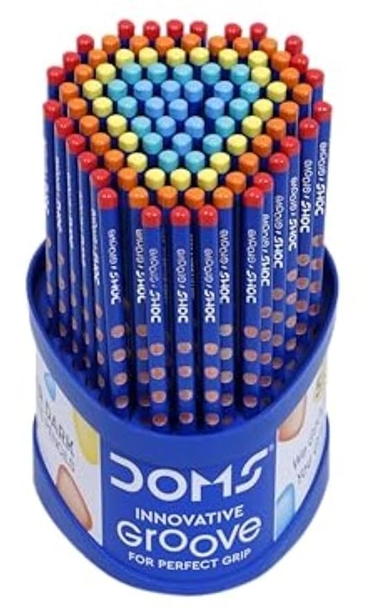 Doms Groove Super Dark Graphite Pencils | Innovative Groove For Perfect Grip | Tumbler Set Of 100 Pieces, Multicoloured, Pack Of 1 (DM8438) - Image 2