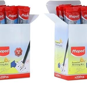 Maped Essential Writing Kit-Pack of 40|2Pencils, 1Magic Stone, 1 Longtip Sharpener, 1 Eraser, 1 Scale| Birthday return Gift|Writing Kit For Students|Stationery kit|Gift Set For Kid And Students