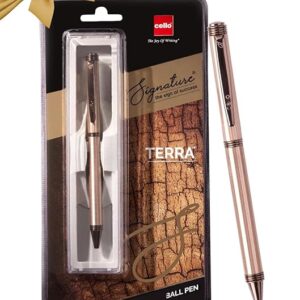 Cello Signature Terra Ball Pen|Blue Ink|1 Ball Pen|Trendy Executive Body Colour|Premium Metal Pens for Office Use| Stylish Gifts for Christmas and New Year|Gifts for Men and Women