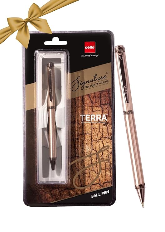 Cello Signature Terra Ball Pen|Blue Ink|1 Ball Pen|Trendy Executive Body Colour|Premium Metal Pens for Office Use| Stylish Gifts for Christmas and New Year|Gifts for Men and Women