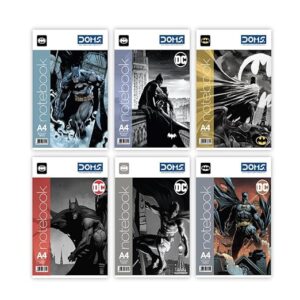 DOMS Unruled BATMAN Series Notebook | 29.7 X 21 cm | A$ Size | 172 Pages | Soft Cover Pinning Binding |Pack Of 6