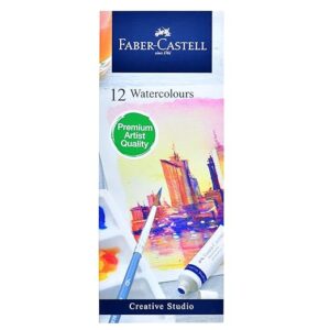 Faber-Castell Creative Studio Watercolour Paint Set – 12 x 5ml Tubes | Artist Grade Watercolours for Students & Beginners | Painting Colour Set for Paper & Canvas