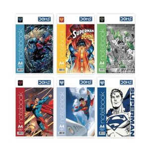 DOMS Unruled Notebook | SUPERMAN Series | 172 Pages | Soft Cover Pinning Binding | 29.7 X 21 cm | A4 Size notebook for students |Pack Of 6 books