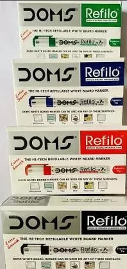 DOMS White Board Marker (Set of 40, Blue, Black, Red, Green) (Set of 4, Black, Blue, Red, Green)