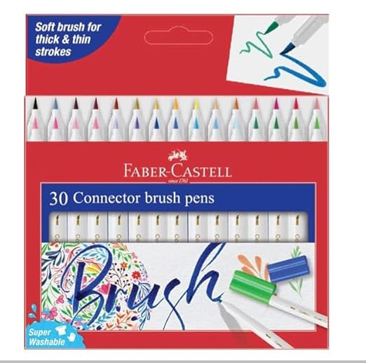 Faber-Castell Connector Brush PENS Assorted Pack of 30