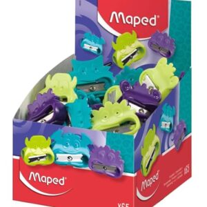 Maped Vivo Monster 1H Sharpener-Pack of 65|Compact & Long Lasting|Smooth Sharpening|Cartoon Collective Sharpening Tool|Fancy & Cute Designs for Kids|Useful for School, Office & Gifting Purpose