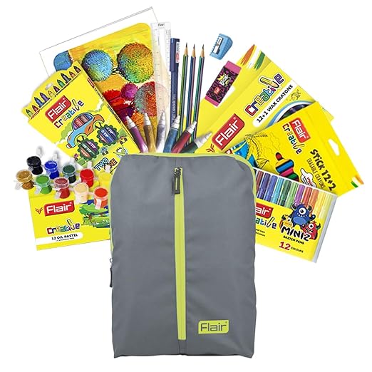 Flair Creative Series Smart Kit | Combination Smart Kit for Your Creative Need | Free Durable Backpack for Keeping Art Supplies Organized | Stationery Kit Ideal for Gifting | Color Of The Bag May Vary