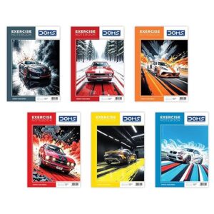 DOMS SINGLE LINE STREET CARS Series Notebook |240 Pages |Pack of 6 | Soft Cover Pinning Binding