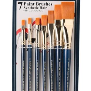 Faber-Castell Paint Brush Set - Flat, Pack of 7 (Navy Blue)