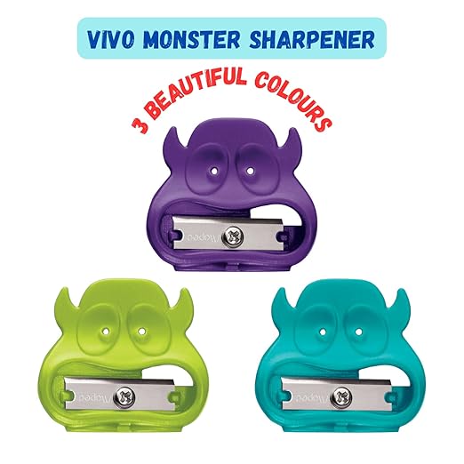 Maped Vivo Monster 1H Sharpener-Pack of 65|Compact & Long Lasting|Smooth Sharpening|Cartoon Collective Sharpening Tool|Fancy & Cute Designs for Kids|Useful for School, Office & Gifting Purpose - Image 2