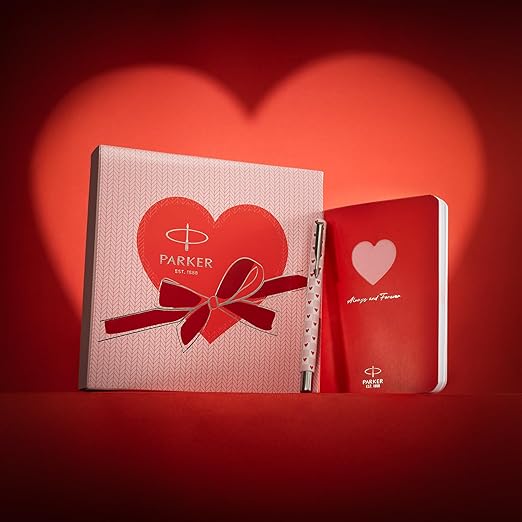 Parker Vector Standard | Valentine’s Day Gift Set | Special Edition | Valentine-Themed Rollerball Pen | Heart Cut-Out Notebook | Blue Ink | Advanced Navigator Technology | Gift for Her & Him