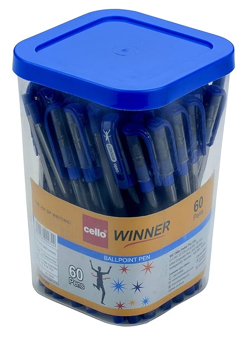 Cello Winner Ball Pen Set - Pack of 60 (Blue) (Assorted)- Pack of 60 Blue Ink Pens