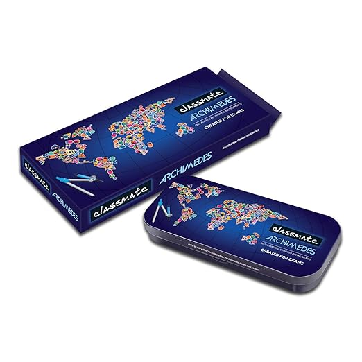 Classmate Archimedes Mathematical Drawing Box | Die- Cast Compass | Mechanical Pencil | Classmate Premium Geometry Box Archimedes, Ink black