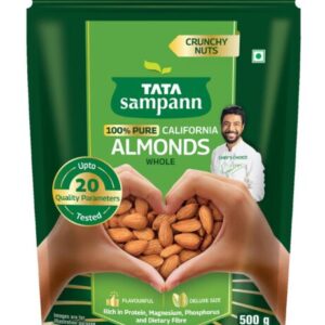 Tata Sampann Pure California Almonds/Badam Whole, 500g, Real Nuts, High in Fiber, Badam Giri, Rich in Protein, Magnesium, Phosphorus and Dietary Fibre, Nuts & Dry Fruits