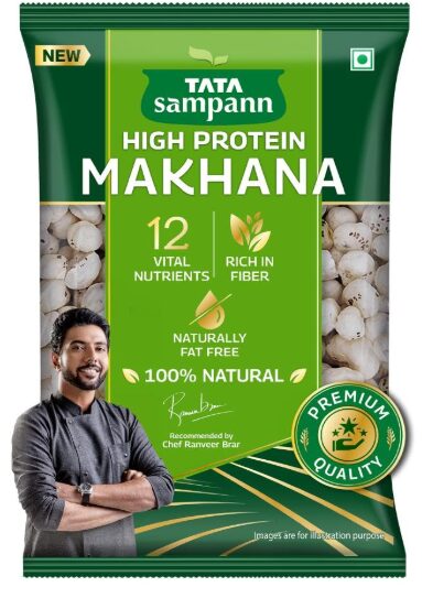 Tata Sampann High Protein Makhana (Foxnut) 100 g, Phool Makhana for Prasadam, Healthy Snacking, Fasting