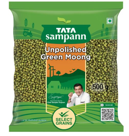 Tata Sampann Unpolished Green Moong Dal (Whole), 500gm
