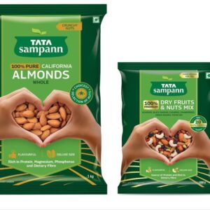 Tata Sampann Pure California Almonds Whole | 1Kg Value Pack & Dry Fruits & Nuts Mix, 200 G