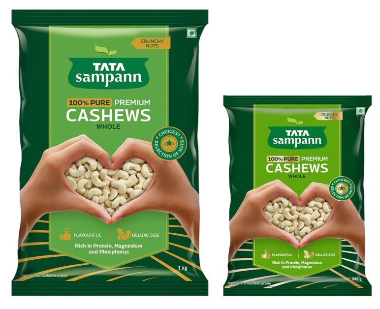 Tata Sampann Pure Cashews Whole| 1kg Value Pack & Tata Sampann Pure Cashews Whole| 500g