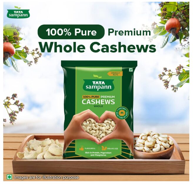 Tata Sampann Pure Cashews Whole| 1kg Value Pack & Tata Sampann Pure Cashews Whole| 500g - Image 2