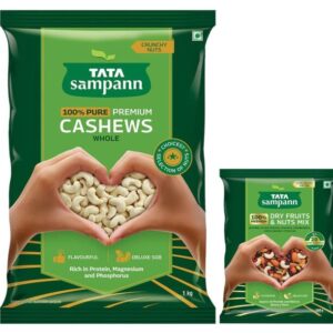 Tata Sampann Pure Cashews Whole| 1Kg Value Pack & Dry Fruits & Nuts Mix, 200 G