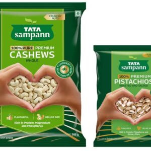 Tata Sampann Pure Cashews Whole| 500g & Tata Sampann Pistachios Roasted and Salted | 200g
