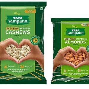 Tata Sampann Pure Cashews Whole| 1kg Value Pack & Tata Sampann Pure California Almonds Whole & Dry Fruits | 500g