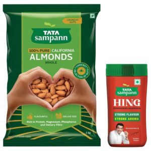 Tata Sampann Pure California Almonds Whole | 1kg Value Pack & Tata Sampann Hing (Bandhani Hing), 100g