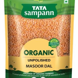 Tata Sampann Organic Unpolished Masoor Dal, 500g