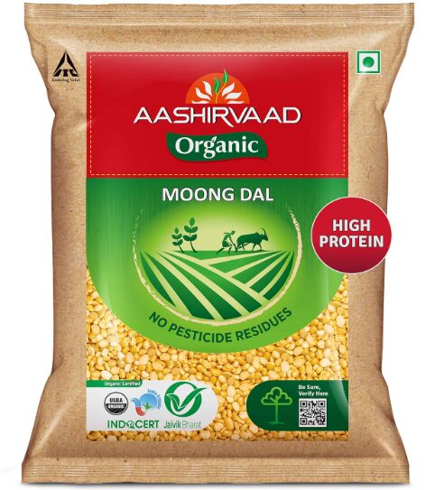 Aashirvaad Organic Moong Dal, 1 Kg, 100% Organic Moong Dal, Rich in Protein