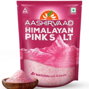 Aashirvaad Himalayan Pink Salt, 100% Natural Rock Salt Sourced from the Himalayan Ranges, Pure Sendha Namak with Minerals for Everyday Use, 1 Kg