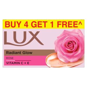  Lux Radiant Glow Bathing Soap infused with Vitamin C & E |For Superior Glow|Buy 4 Get 1 Free|150g