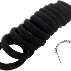 Black Hair tie Pack of 15 cotton rubber bands