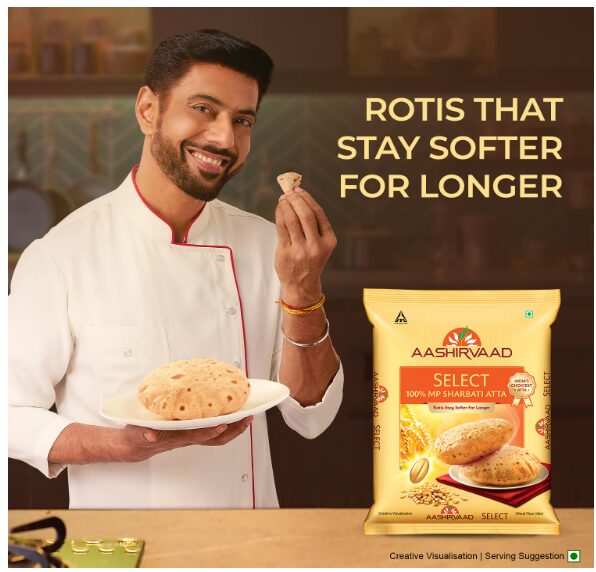 Aashirvaad Select Premium Sharbati Atta for Vegetarian, 10kg - Image 2