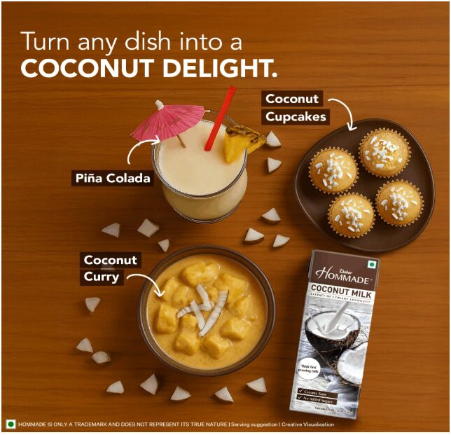 Dabur Hommade Coconut Milk - 800ml (200ml x 4) | Extract of 2 Creamy Coconuts | No Added Sugar | Creamy Taste - Image 3