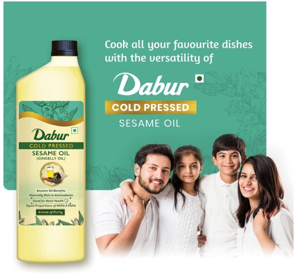 Dabur Cold Pressed Sesame(Gingelly) Oil, 1 L (Pack of 3) - Image 3