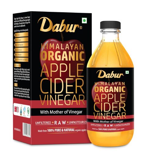 Dabur Himalayan Organic Apple Cider Vinegar with Mother of Vinegar |100% Pure| USDA Organic Certified |Raw, Unfiltered and Unpasteurized|Helps Weight loss & Boost Immunity - 500 ml