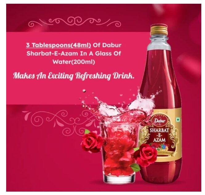 Dabur Sharbat-E-Azam, 750 ml | Traditional Refreshing Summer Sharbat for Beverages, Milkshakes, Mocktails & Desserts. - Image 2