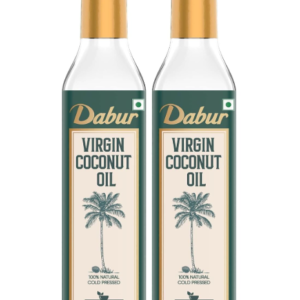 Dabur Pure & Unrefined Cold Pressed Virgin Coconut Oil | 1L | Naturally Cholesterol Free | Rich Aroma & Flavour of Natural Coconut Oil | For Daily Cooking with Multipurpose Usage | Finest Quality Coconuts | No Trans Fat | 60% MCT | Anti-spillage bottle