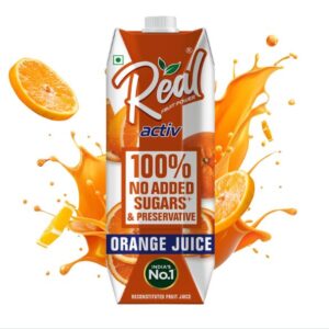 Real Activ Orange Fruit Juice - 1L | 100% No Added Sugars & Preservatives | Rich In Vitamin C | Goodness Of Best Oranges | Tasty, Refreshing & Energizing Fruit Drink