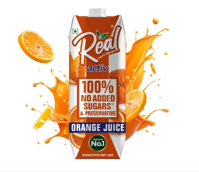 Real Activ Orange Fruit Juice - 1L | 100% No Added Sugars & Preservatives | Rich In Vitamin C | Goodness Of Best Oranges | Tasty, Refreshing & Energizing Fruit Drink