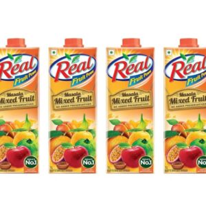 DABUR Real Masala Mixed Fruit Juice - 1L (Pack Of 4) | No Added Preservatives, No Artificial Colours & Artificial Flavours | Goodness Of Best Fruits With Chatpata Masala, Daily Dose Of Fruit Nutrition