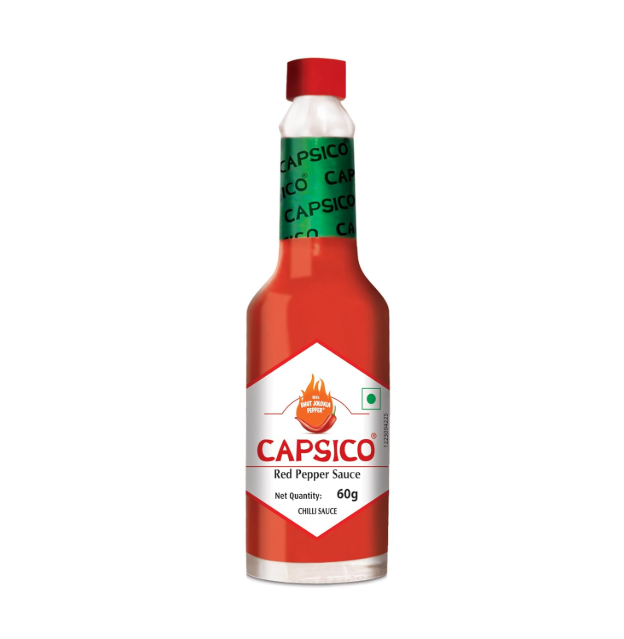 Dabur Capsico Red Pepper Sauce - 60g (Chilli Sauce) | Red Hot Sauce | For Pizza, Pasta, Sandwich & Mocktails | Made With Fresh Bhut Jolokia Pepper : Spiciest Chilli | Pure & Authentic Chilli Sauce | NO Artificial Flavours
