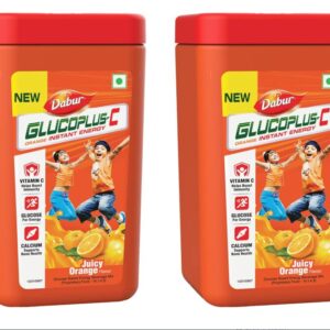 Dabur GlucoPlus-C Instant Energy Glucose Juicy & Tasty Orange Flavour Powder- 400g Jar | Glucose Replenishes Energy | 25% more Glucose| Vitamin C helps Boosts Immunity | Calcium Supports Bone Health