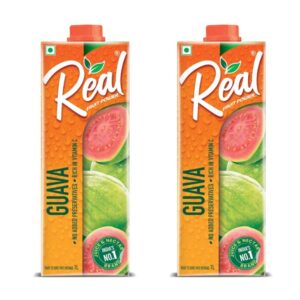 DABUR Real Guava Fruit Juice -1L (Pack Of 2) | Rich In Vitamin C | No Added Preservatives, No Artificial Colors & Flavours |Daily Dose Of Fruit Nutrition | Tasty, Refreshing & Energising Drink