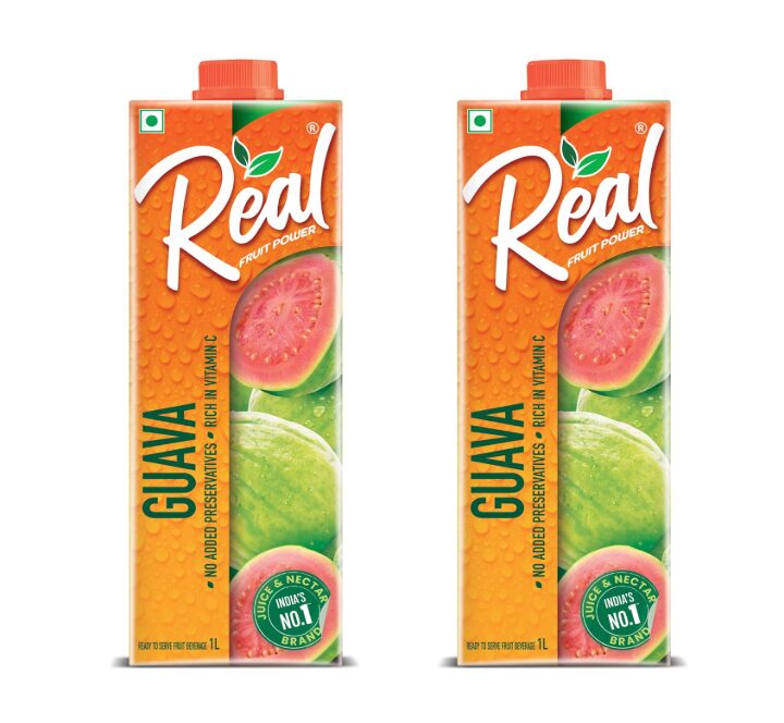 DABUR Real Guava Fruit Juice -1L (Pack Of 2) | Rich In Vitamin C | No Added Preservatives, No Artificial Colors & Flavours |Daily Dose Of Fruit Nutrition | Tasty, Refreshing & Energising Drink