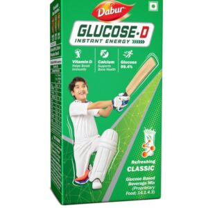 Dabur Glucose-D Instant Energy Drink Powder - 1kg (Carton)| Enriched with Vitamin D & Calcium | 99.4% Glucose Quick Energy Replenishment Formula | Easy to Mix Refreshing Drink
