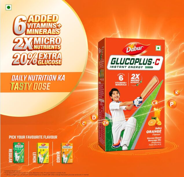 Dabur Glucoplus C Instant Powder Energy Glucose (Orange Flavour) - 1kg | Replenishes Energy with 6 Added Vitamins and Minerals | 20% More Glucose In Every Sip | Vitamin C and Zinc Helps Boost Immunity | Calcium, Phosphorus and Vitamin K Support Bone Health. - Image 2