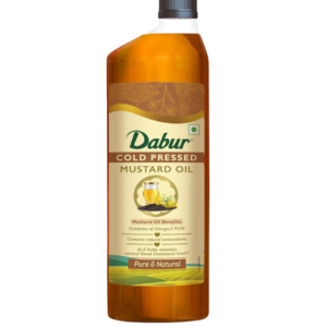 Dabur Cold Pressed Mustard Oil 1L | Healthy Cooking Oil | Goodness of Omega 3 & 6 | Perfect blend of Health, Taste & Aroma